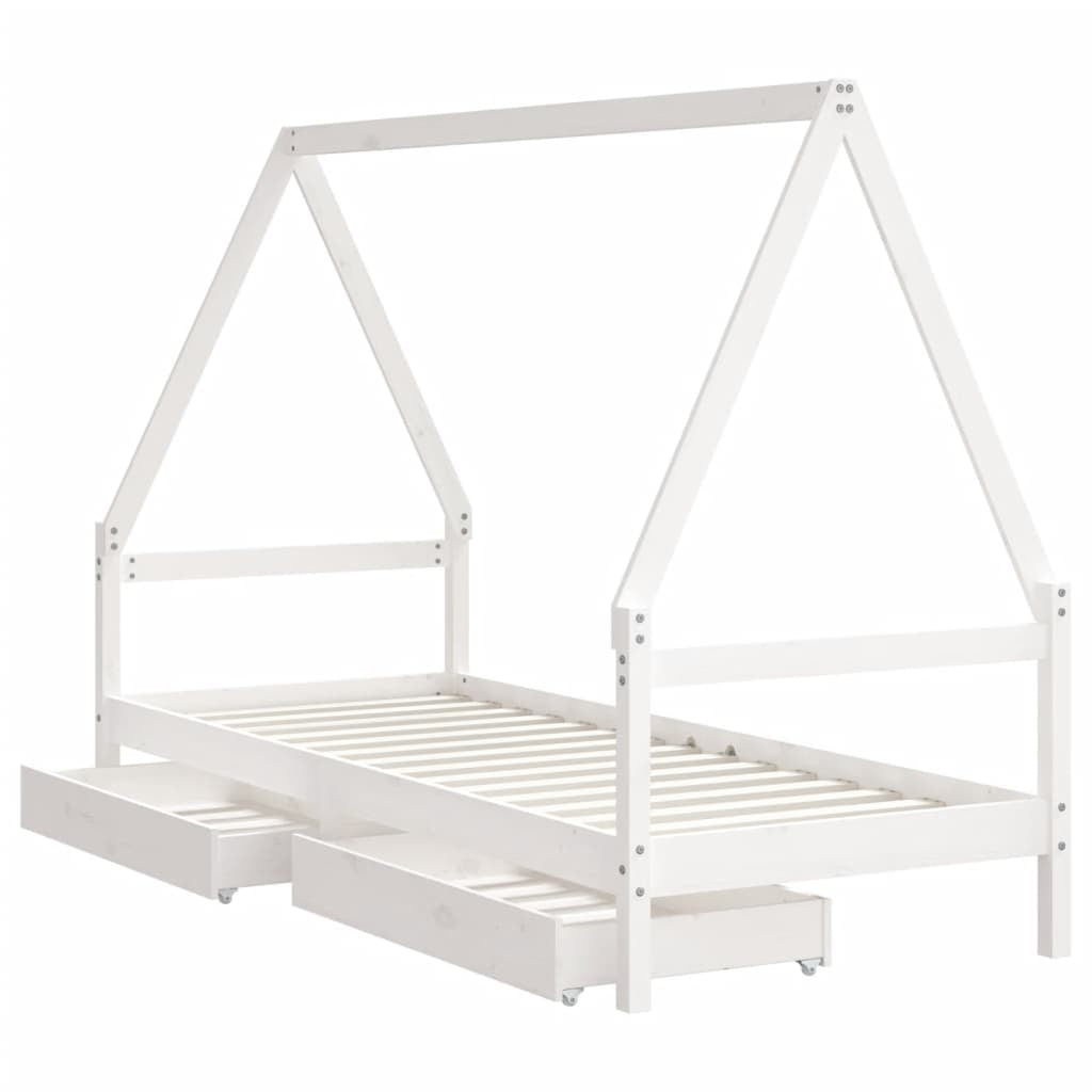 Kinderbett Mit Schubladen Kinder Bettgestell Jugendbett Schwarz 70X140 Cm Vidaxl