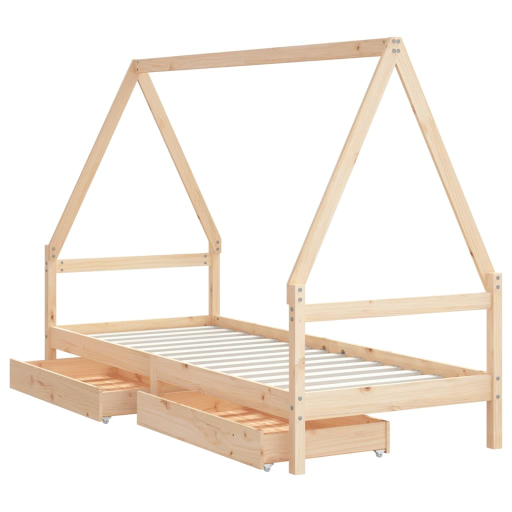 Kinderbett Mit Schubladen Kinder Bettgestell Jugendbett Schwarz 70X140 Cm Vidaxl