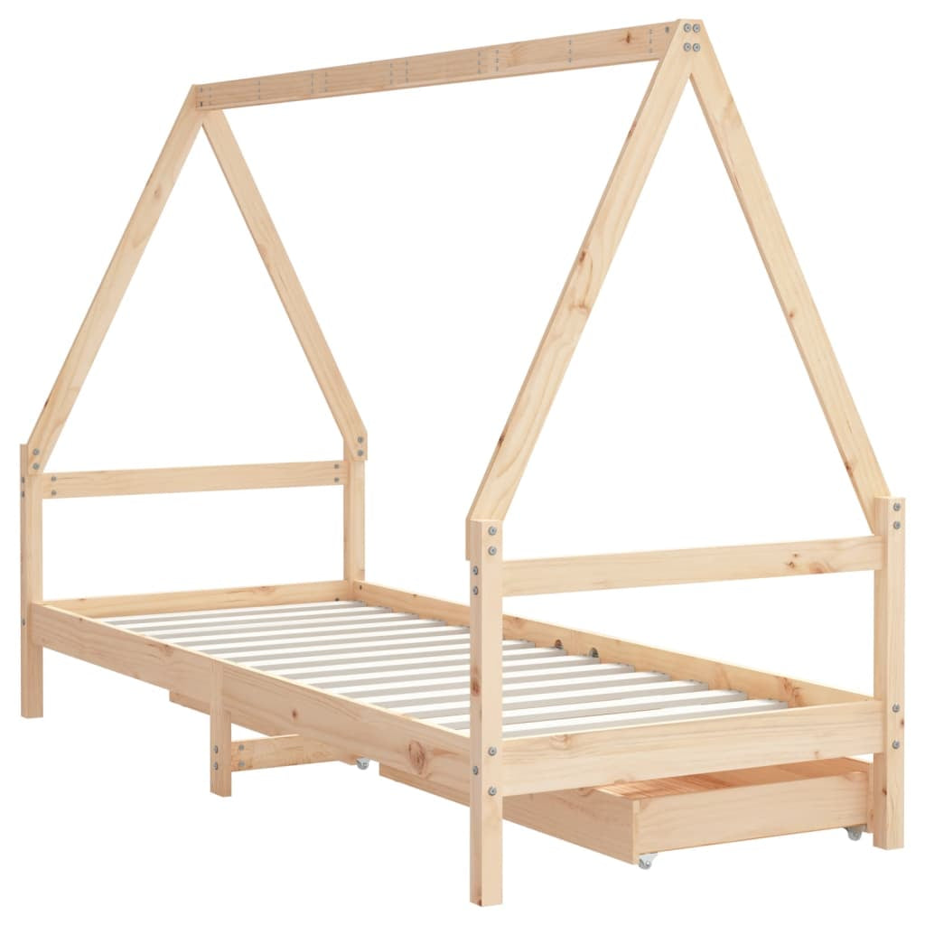 Kinderbett Mit Schubladen Kinder Bettgestell Jugendbett Schwarz 70X140 Cm Vidaxl