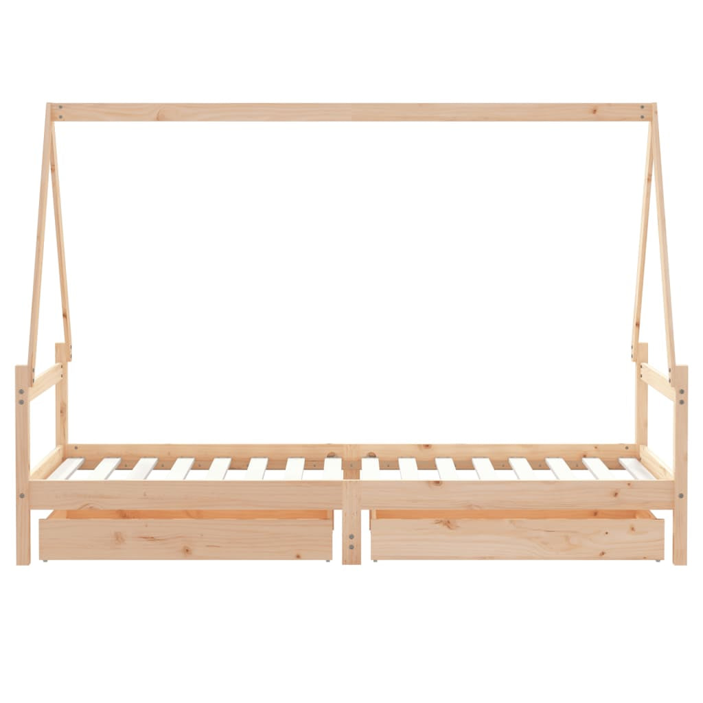 Kinderbett Mit Schubladen Kinder Bettgestell Jugendbett Schwarz 70X140 Cm Vidaxl