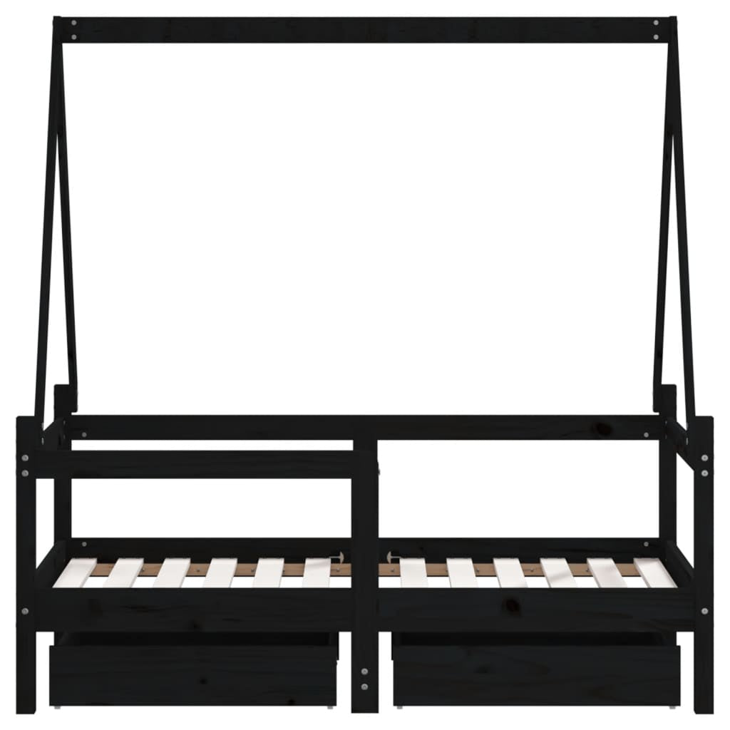 Kinderbett Mit Schubladen Kinder Bettgestell Jugendbett Schwarz 70X140 Cm Vidaxl