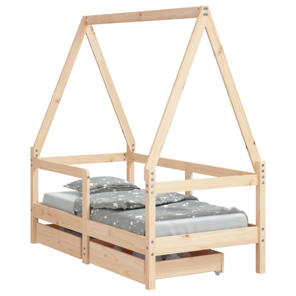 Kinderbett Mit Schubladen Kinder Bettgestell Jugendbett Schwarz 70X140 Cm Vidaxl
