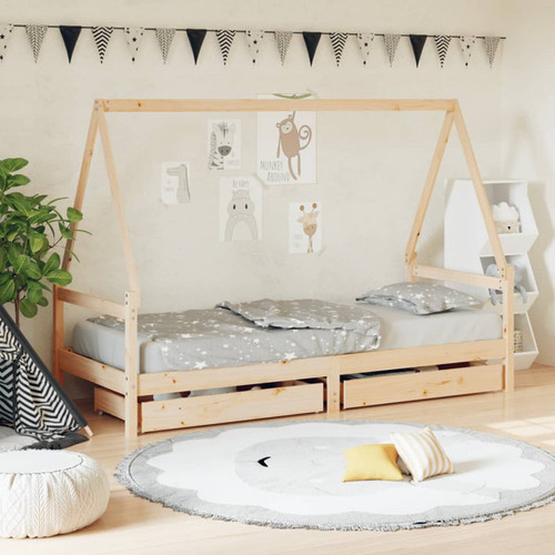 Kinderbett Mit Schubladen Kinder Bettgestell Jugendbett Schwarz 70X140 Cm Vidaxl