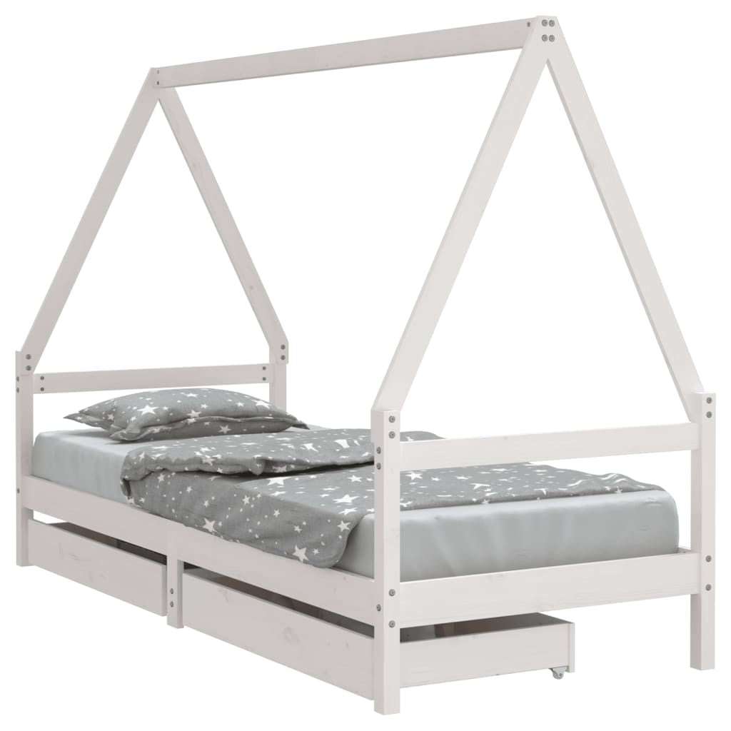 Kinderbett Mit Schubladen Kinder Bettgestell Jugendbett Schwarz 70X140 Cm Vidaxl