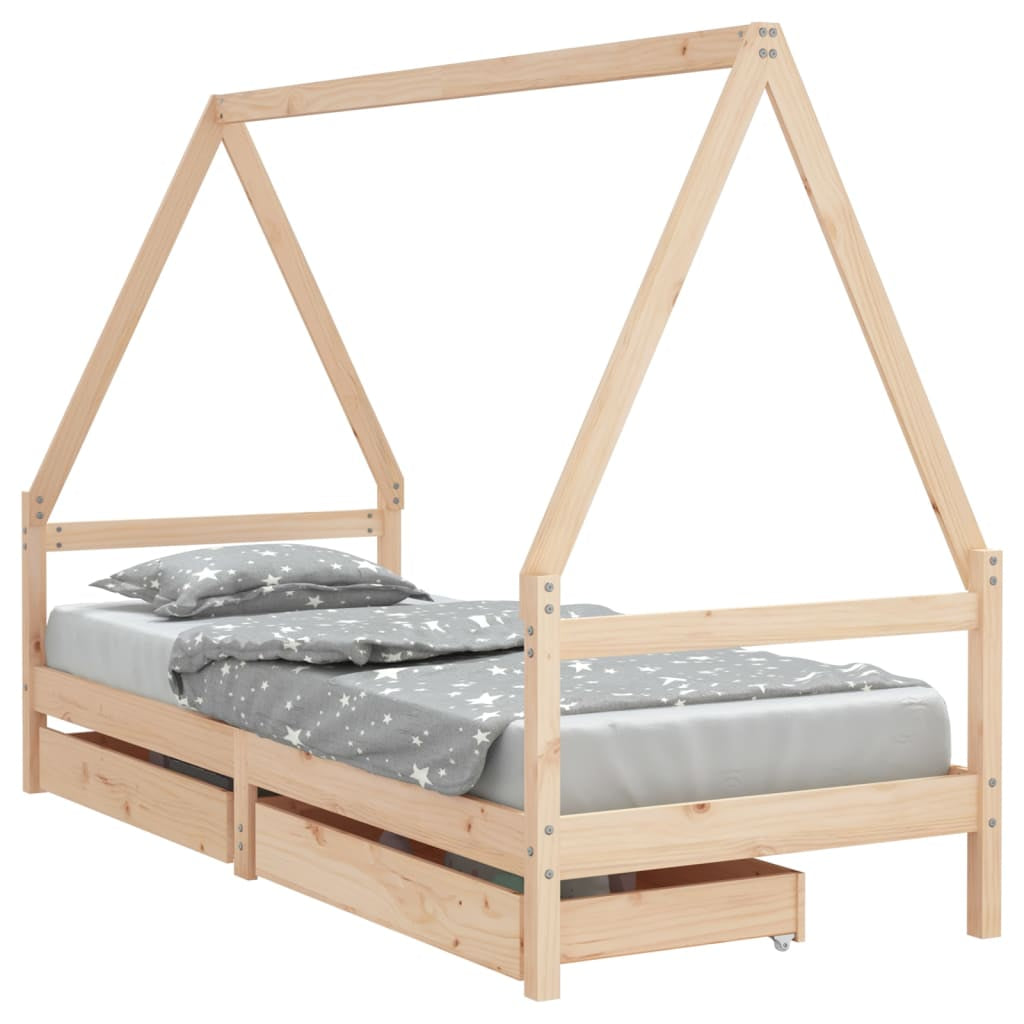 Kinderbett Mit Schubladen Kinder Bettgestell Jugendbett Schwarz 70X140 Cm Vidaxl