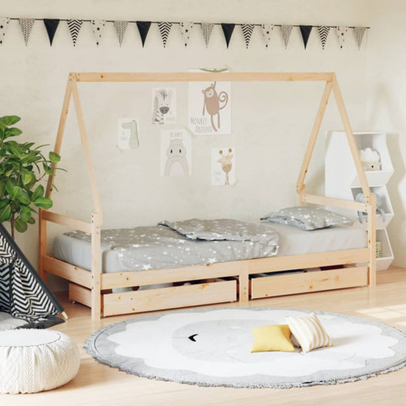 Kinderbett Mit Schubladen Kinder Bettgestell Jugendbett Schwarz 70X140 Cm Vidaxl