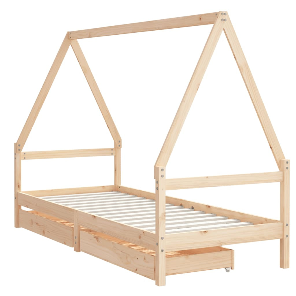Kinderbett Mit Schubladen Kinder Bettgestell Jugendbett Schwarz 70X140 Cm Vidaxl