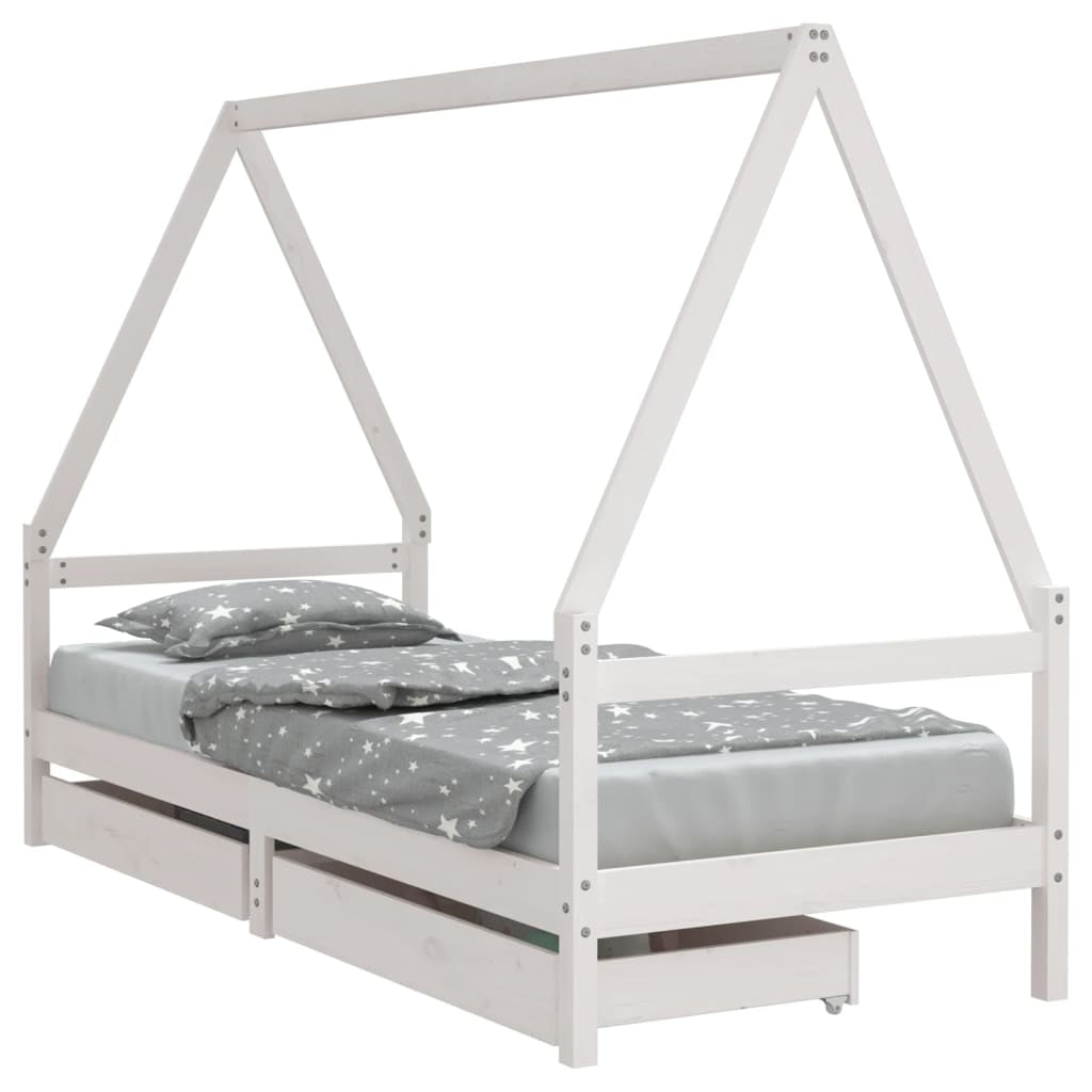 Kinderbett Mit Schubladen Kinder Bettgestell Jugendbett Schwarz 70X140 Cm Vidaxl