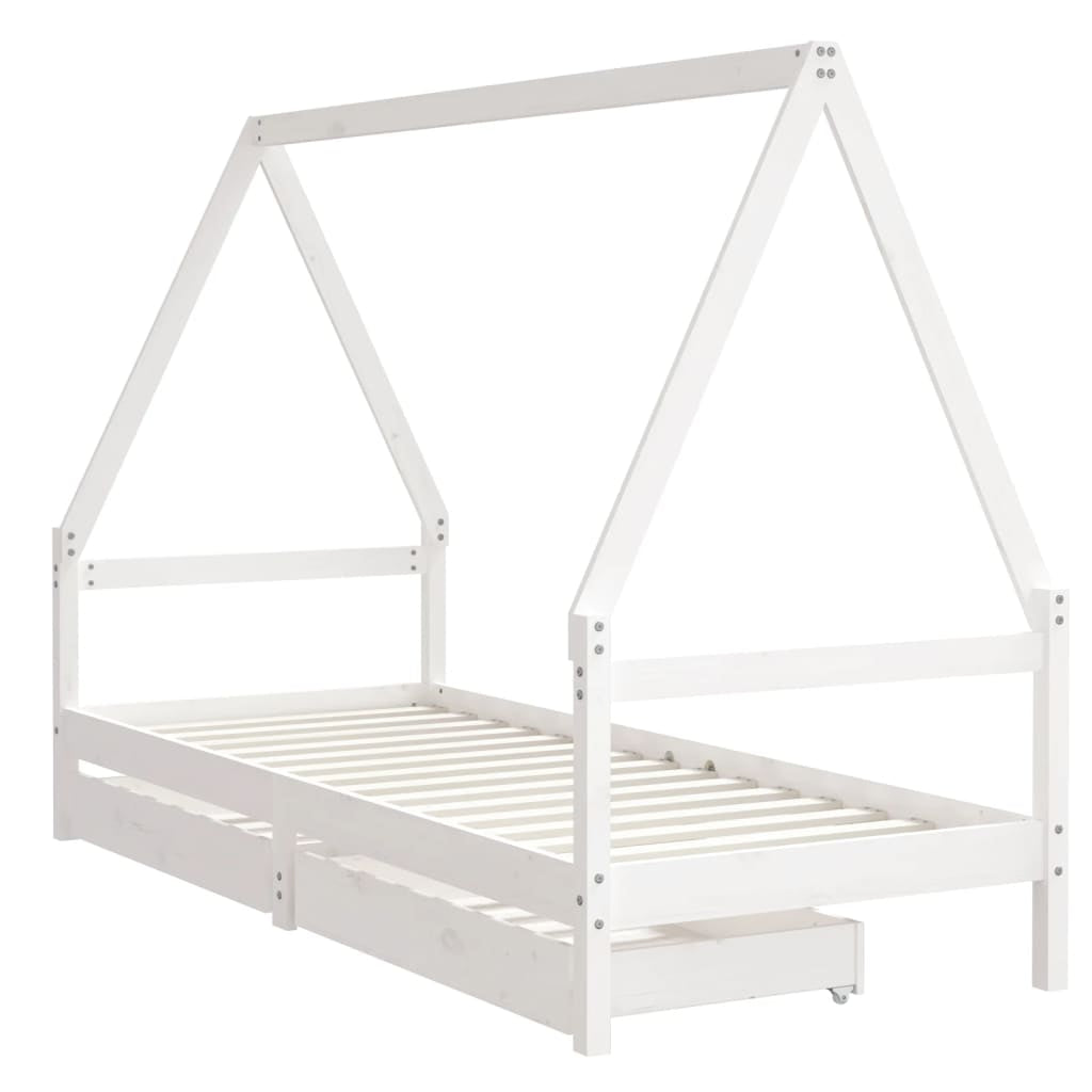 Kinderbett Mit Schubladen Kinder Bettgestell Jugendbett Schwarz 70X140 Cm Vidaxl